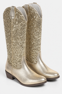 Bottes Santiags à Paillettes Dorées Montantes
