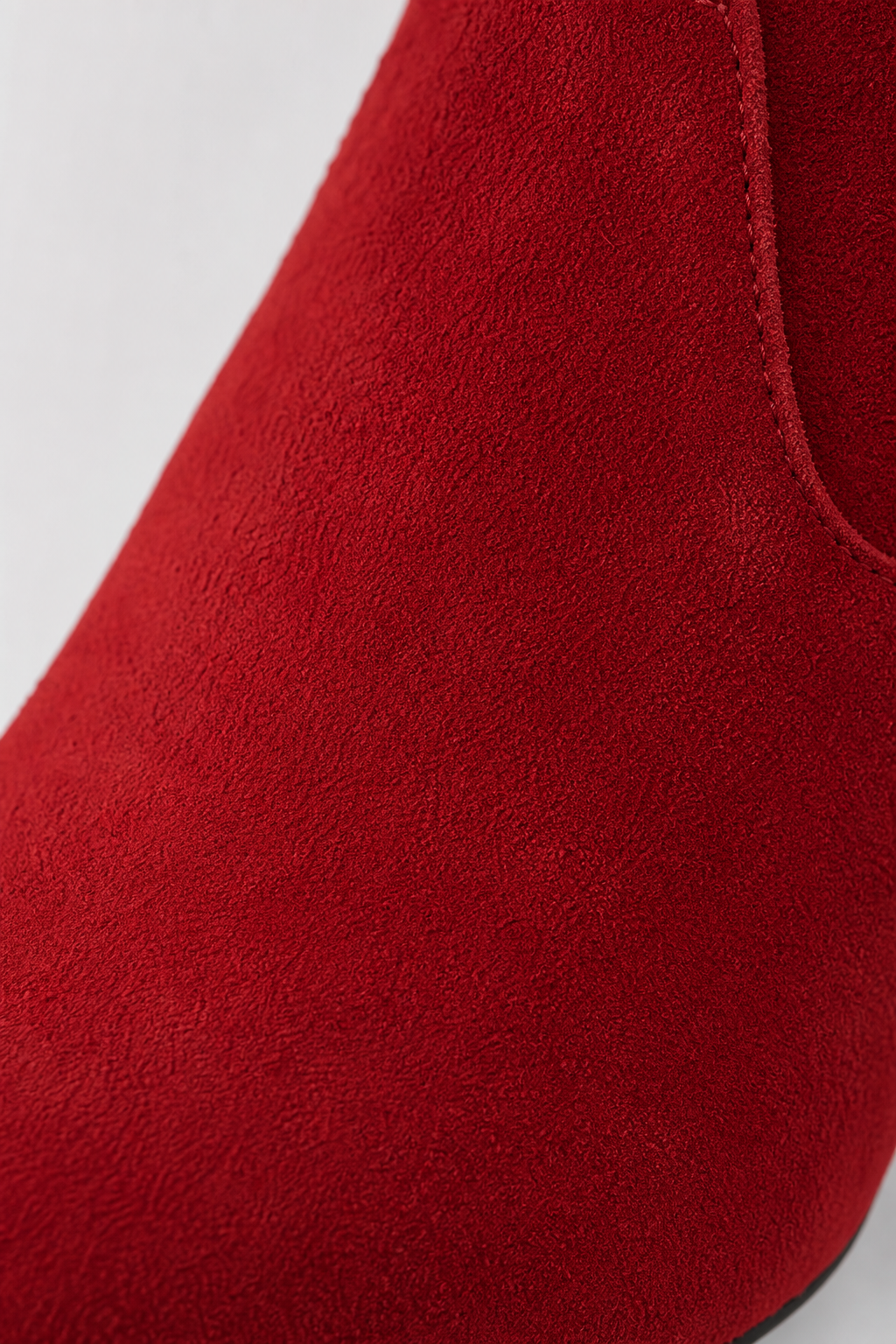 Bottes Cuissardes en Suédine Rouge à Talon Carré