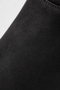 Bottes sans Talon en Daim Noir Plissée à Boucles Dorées