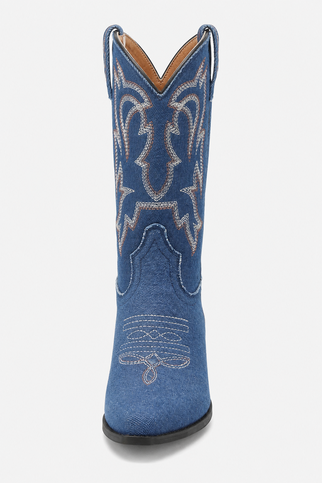 Bottes Santiags en Denim Bleu Brodé