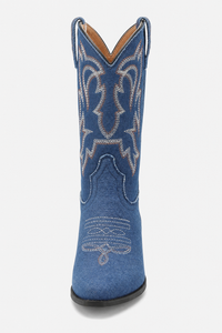 Bottes Santiags en Denim Bleu Brodé
