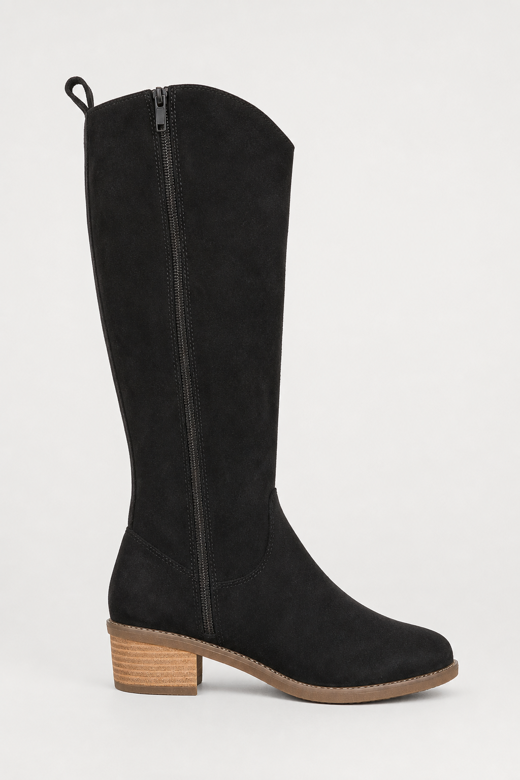 Bottes Santiags Hautes en Daim Noir Brodé