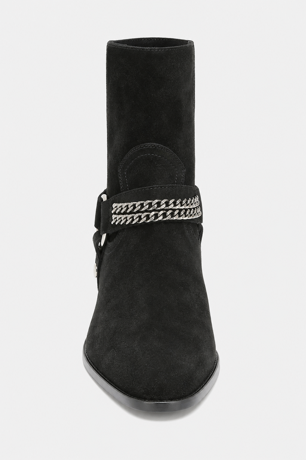 Bottines en Daim Noir Style Harnais à Chaîne