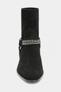 Bottines en Daim Noir Style Harnais à Chaîne