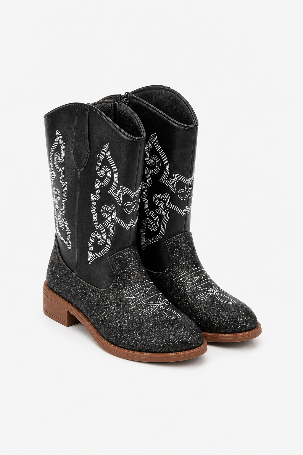 Bottes Santiags pour Enfant Noires Pailletées Brodées