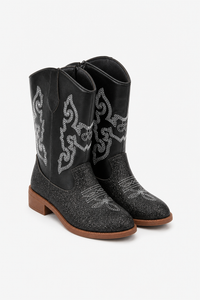 Bottes Santiags pour Enfant Noires Pailletées Brodées