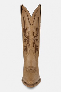 Bottes Santiags en Similicuir Camel à Motifs Western
