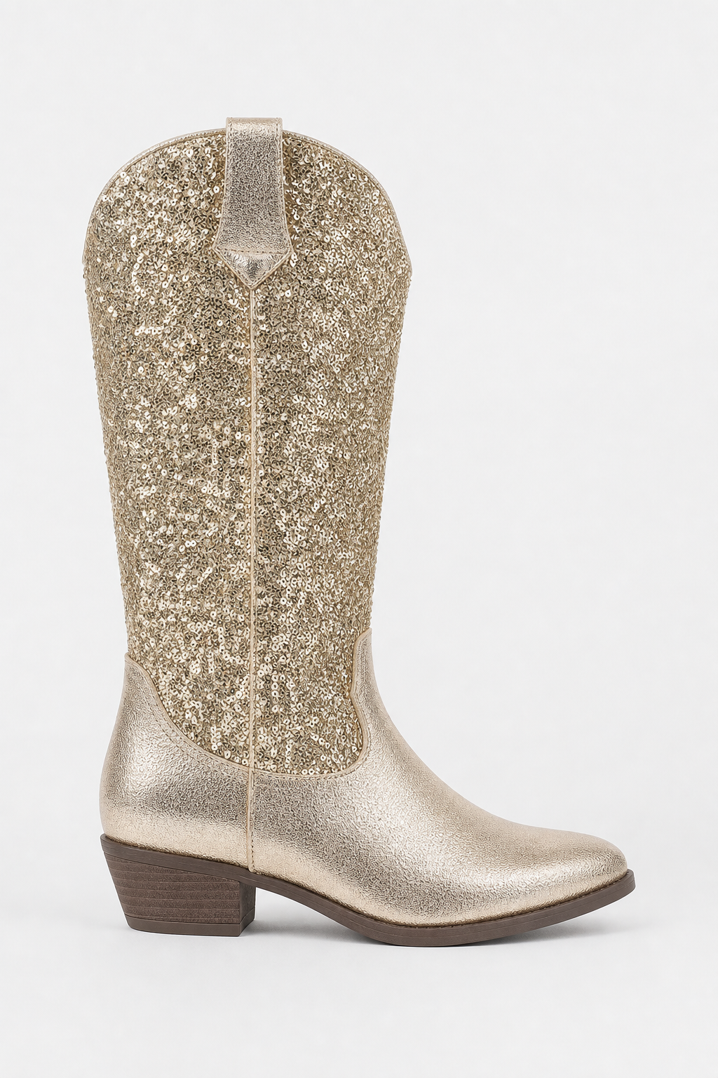 Bottes Santiags à Paillettes Dorées Montantes