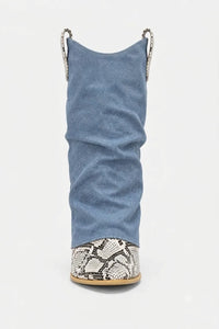 Bottes Santiags Jean Froissées à Imprimé Serpent