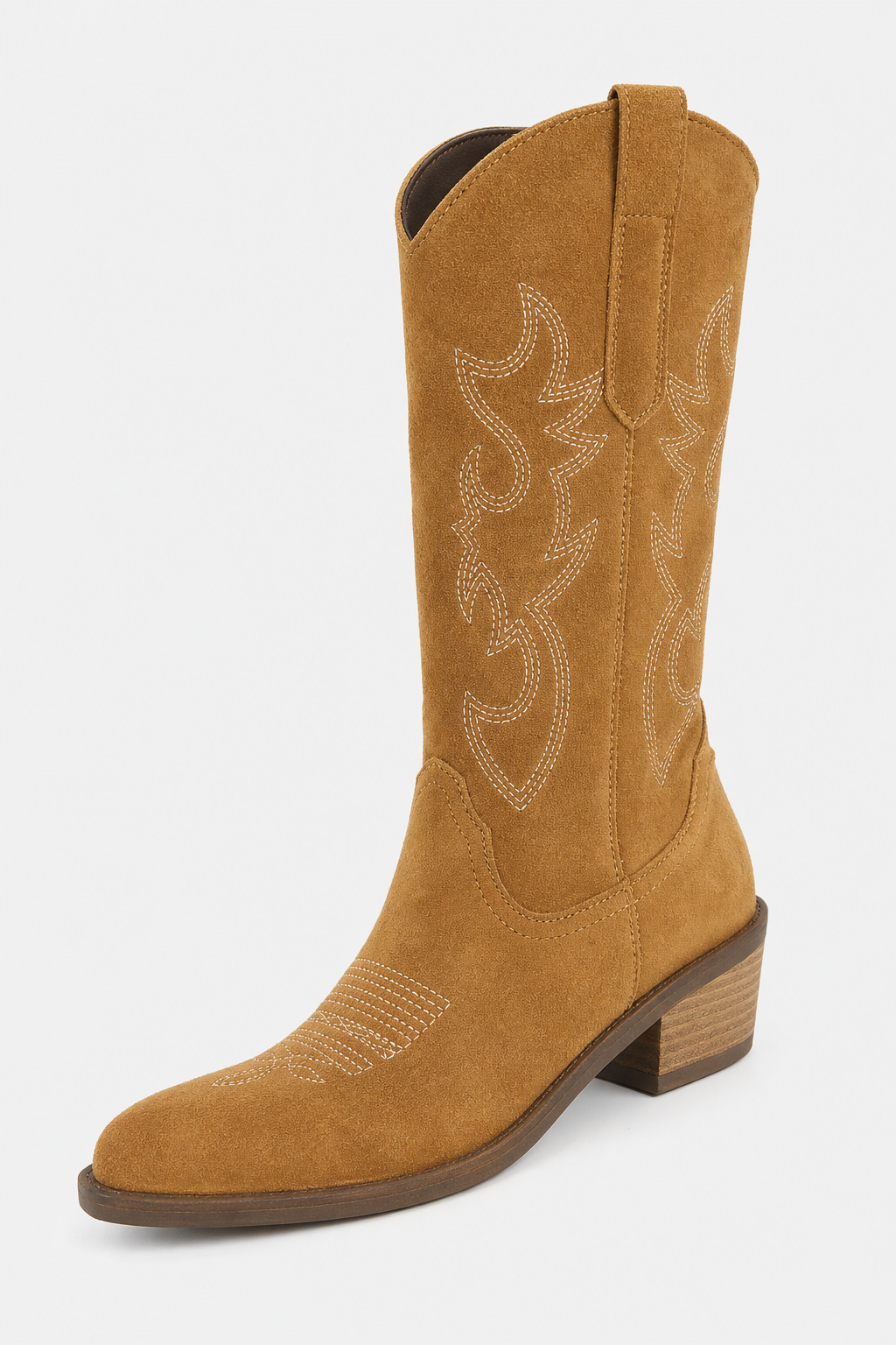 Bottes Santiags en Daim Camel à Broderies Western